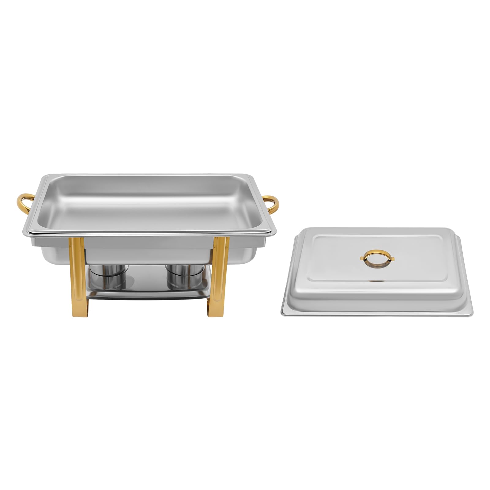 9L scaldavivande Chafing Dish, in acciaio inox con coperchio, grande vasca per l'acqua e 2 supporti per combustibile, per catering, buffet e feste
