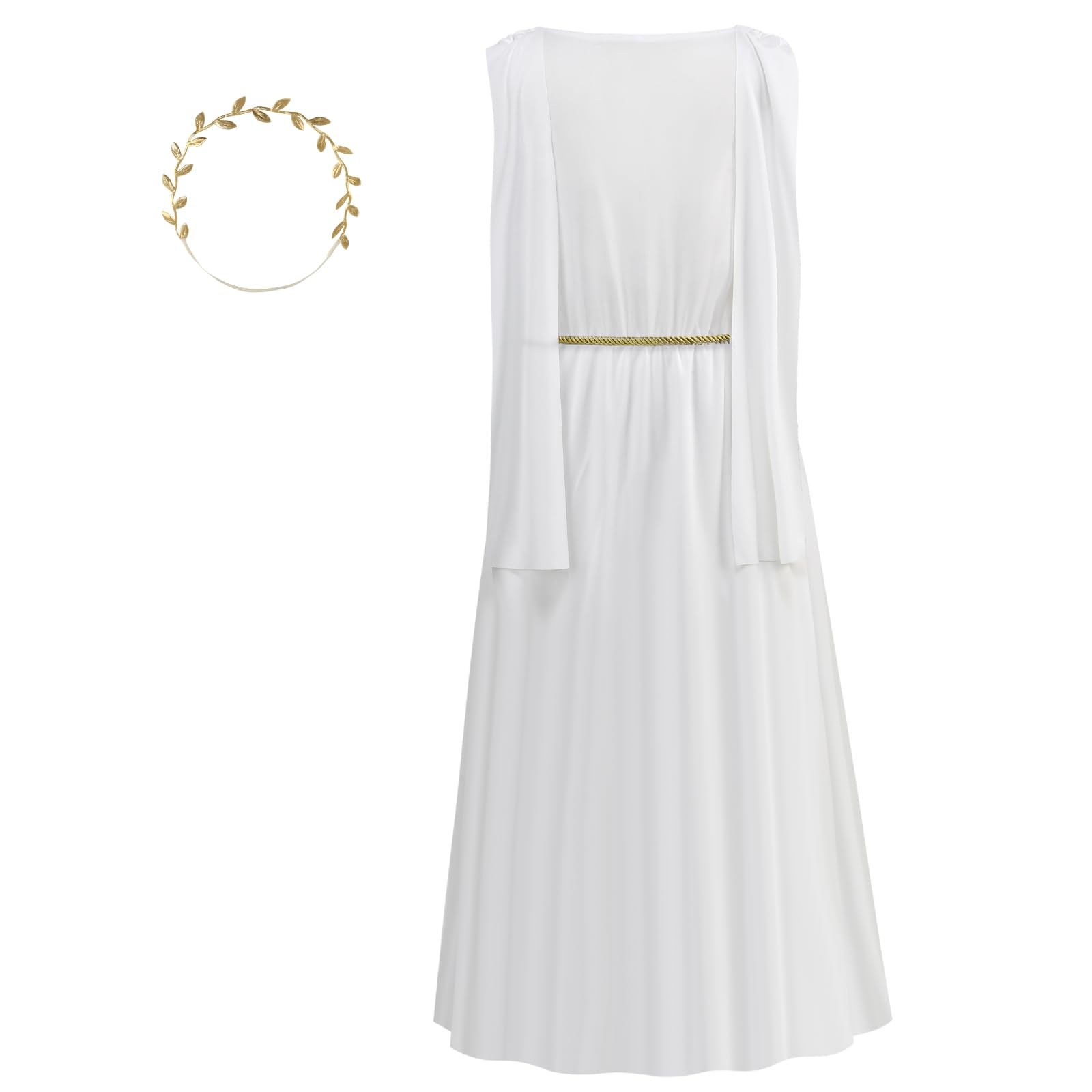 maxToonrain Ancient Greek Goddess Girls Costume 2 PCS Kids Roman Sleeveless Costume with Golden Browband for World Book Day Christmas Halloween (Medium,120 CM) - Image 2