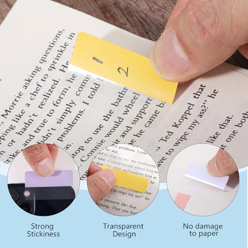 Image of 240 Pcs Sticky Index Tabs, 1.8x1inch Colored Book Sticky Tabs for Notebooks, Repositionable Page Tabs for Notebooks File Classification