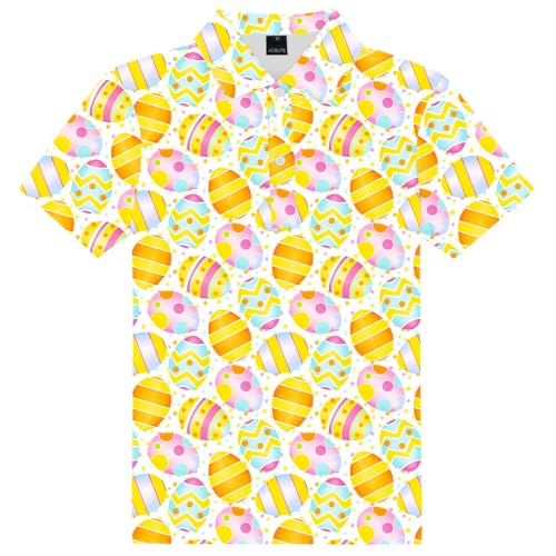 Image of AOBUTE Kids 4th of July Polo American Flag Short Sleeve Button Down Shirts Tops 3-14 Years
