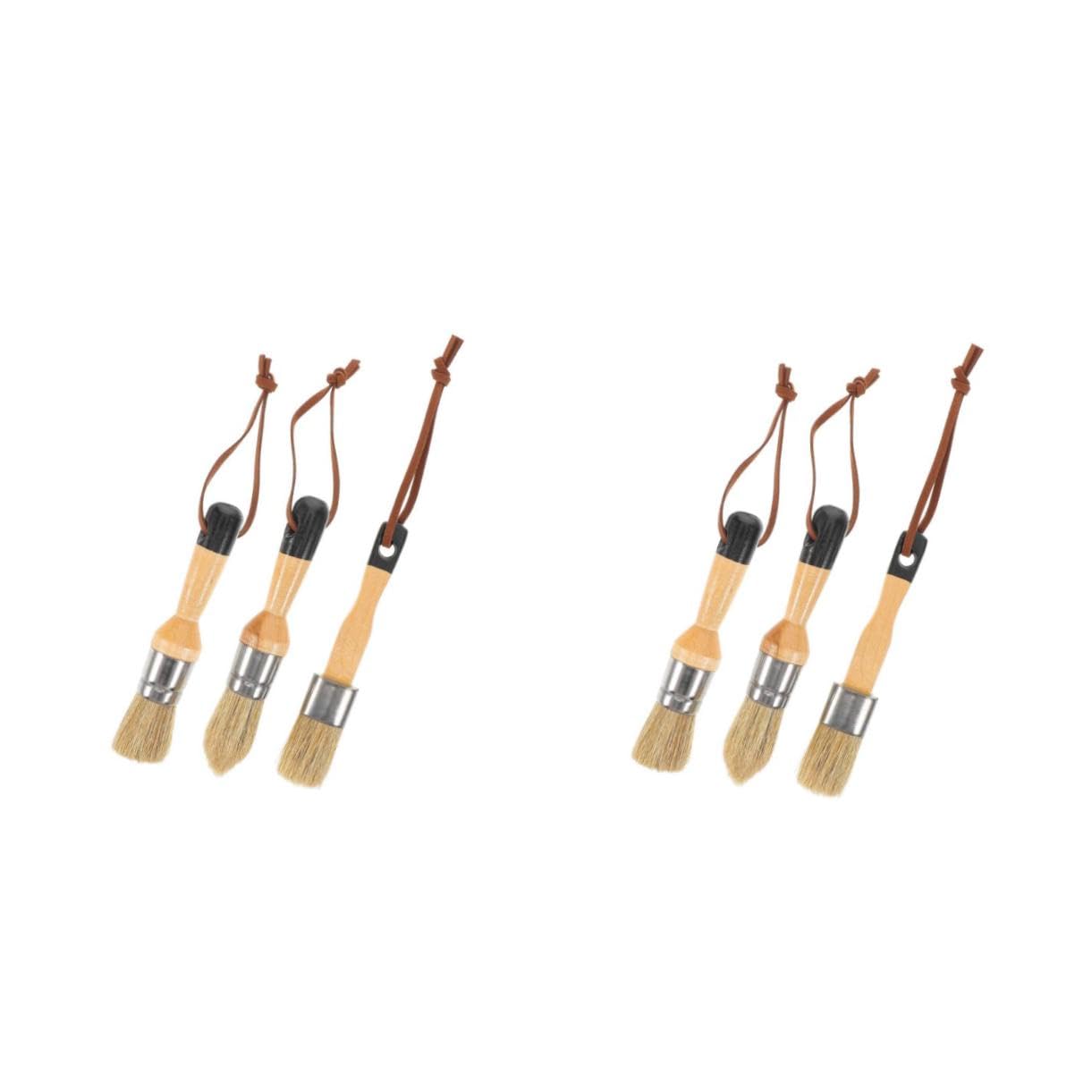 SHINEOFI 2 Series Juego De Pinceles para Muebles Kit Mate Manualidades Pincel Redondo Pinceles para Pintar Tinte Sloan Tiza Oscura Casa Decoración De Interiores Pincel 3 Piezas*2