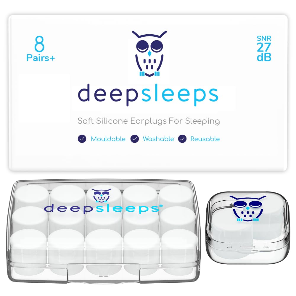 Silicone Ear Plugs for Sleeping 8 Pairs Reusable Soft Waterproof Noise Cancelling Premium Moldable Earplugs for Sleep Snoring Travelling Studying Noise Reduction Deep Sleeps