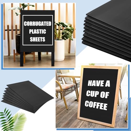 Image of Patelai 12 Pcs 24 x 48 Inches Corrugated Plastic Sheet Corrugated Poster Board 4mm Thick Waterproof Blank Board Sheets Plastic Yard Sign for Garage and Estate Sale, Indoor and Outdoor Use(Black)