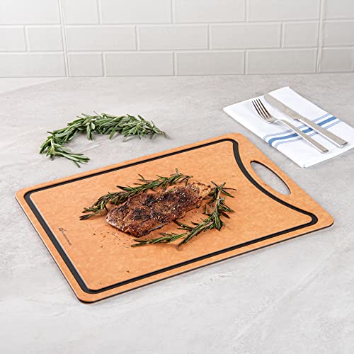 Tabla de cortar doble cara Restaurantware Nature Tek, 43,99 x 32,51 cm, madera compuesta, con ranura para jugos y mango, antideslizante, apta para lavavajillas miniatura 4