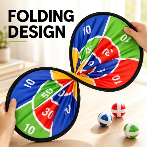 Image of TEMI 29 inch Large Dart Board for Kids, Boys Toys Dartboards with 20 Balls, Indoor and Outdoor Sport Fun Party Play Game Toys, Birthday Gifts for Boys Girls 3 4 5 6 7 8 9 10 11 12 Years Old