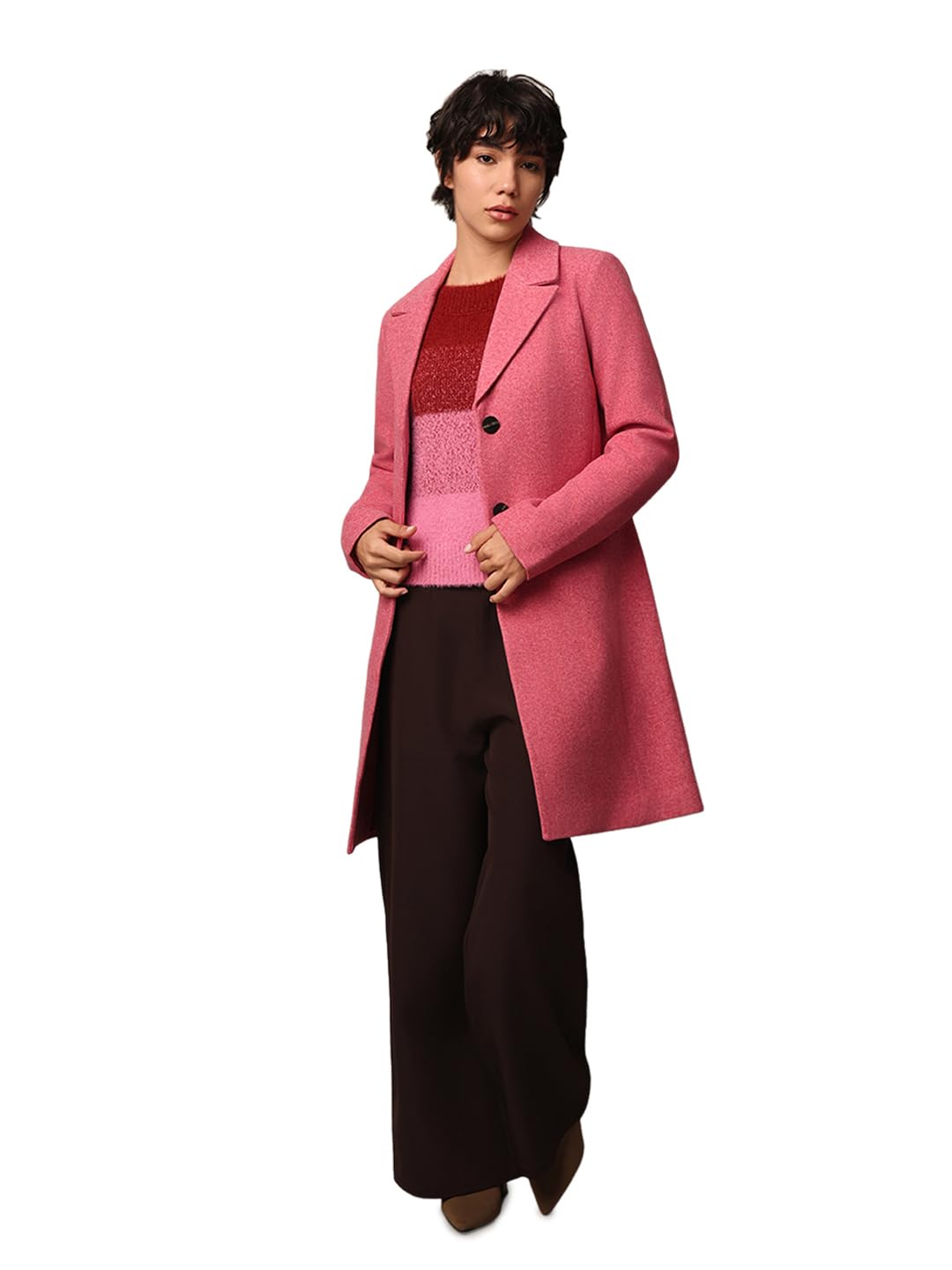 only Polyester Women's Long A-Line Coat-picture-50