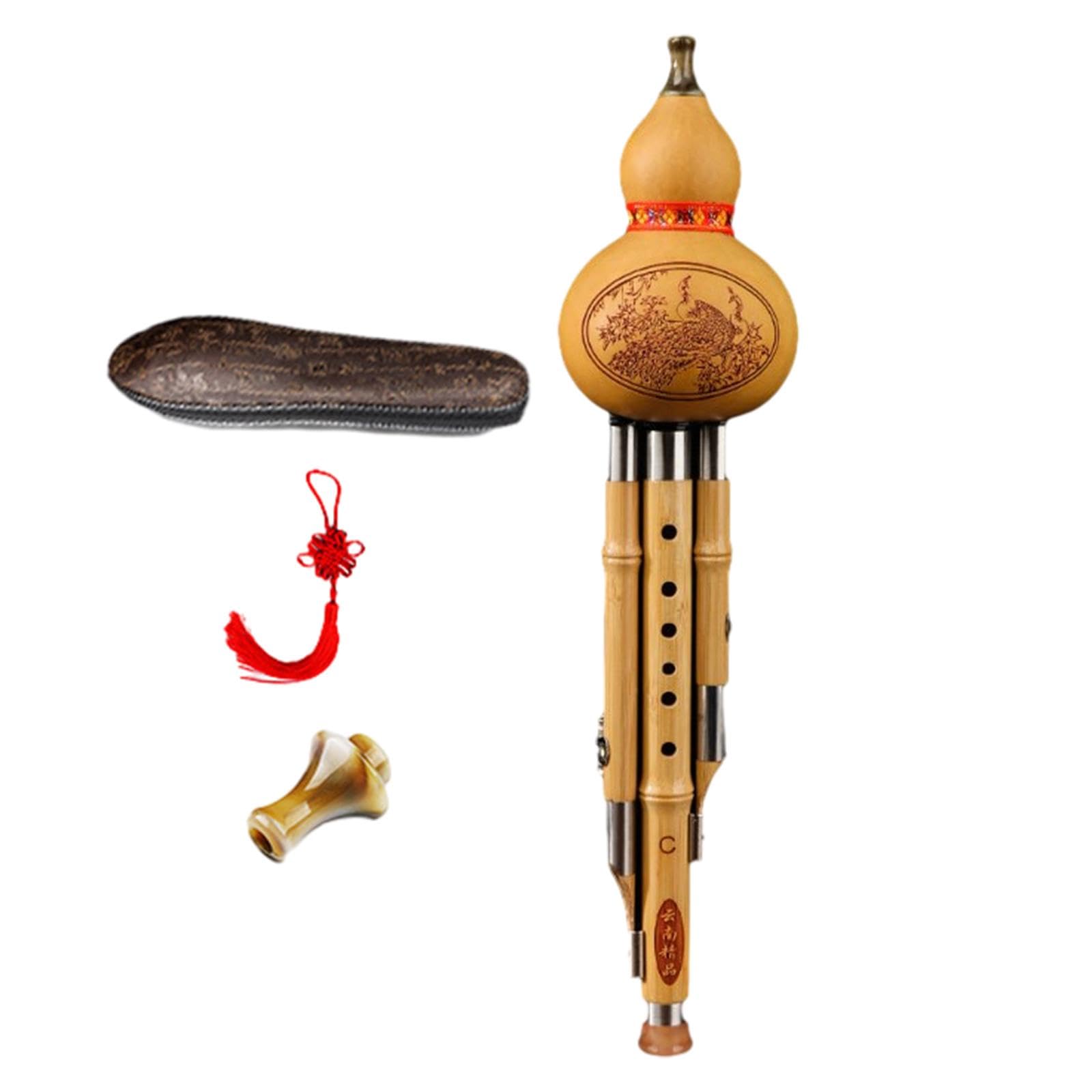 Rockible Hulusi flûte instrument de musique chinois en bambou avec étui clé C