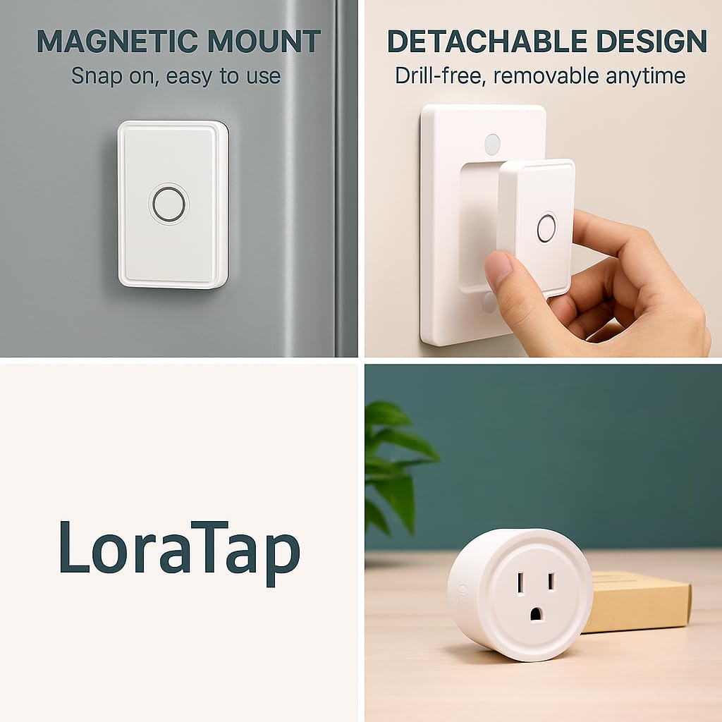 LoraTap LoraTap Remote Control Outlet: Wireless Wall Switch — 656ft Range — on Off Outlet Switch for Lights & Small Appliances — Pre-Programmed & No Wiring in use