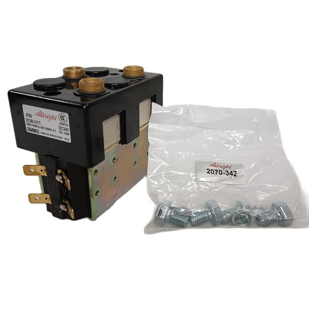 JWDAWN DC SPDT Motor Reversing Contactor DC88-317T 24V 100A Solenoid Switch DC88 24 Volt 100 Amp Reversing Relay Golf Cart Accessories Electric Forklift Vehicle Material Handling Pallet Truck
