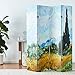 Red Lantern Double Sided Works of Van Gogh Canvas Folding Screen - Almond Blossoms/Wheat Field, 6 ft Tall - 4 Panel