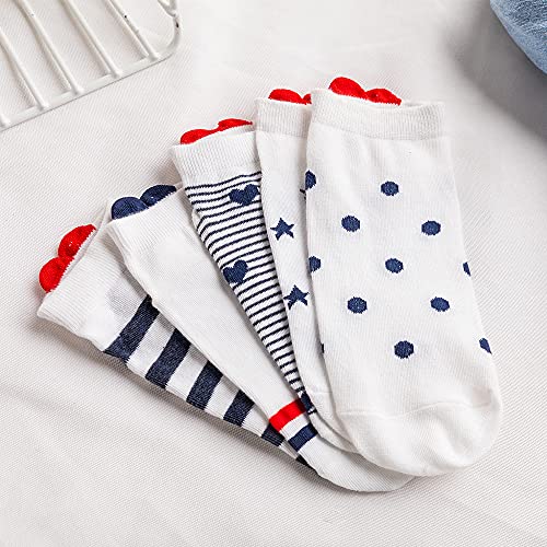 Taxcaix Womens 5-Pack Low Cut Socks Cute Red Heart Ankle Socks Short White Casual Movelty Free Sizes 5-9 #TOP6