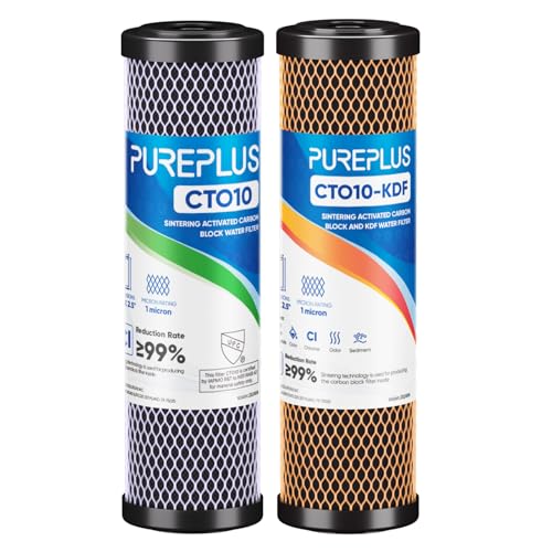 Image of 1 Micron 2.5" x 10" Whole House CTO Carbon Water Filter Cartridge Replacement for Under Sink Water Filter System, Dupont WFPFC8002, WFPFC9001, FXWTC, SCWH-5, WHEF-WHWC, WHCF-WHWC, AMZN-SCWH-5,2Pack