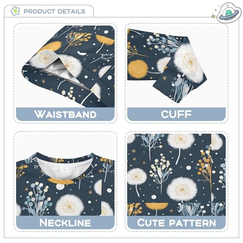 JUNZAN Blowball Leaf Navy Blue Kids Girls Hoodie Sweatshirt Fleece Outerwear for Kids Camping 4T3