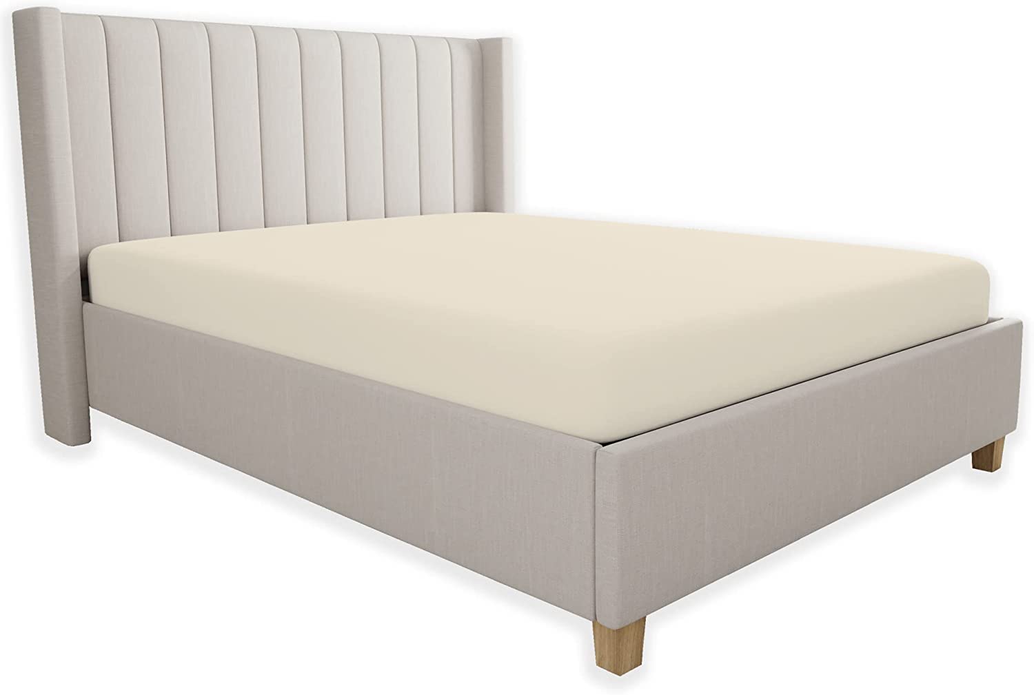 100% Cotton Fresh Ivory Queen Size Fitted Sheet - Lightweight & Breathable, Easy Fit 17 Deep Pocket, Cooling Sheet (60 W x 80 L)