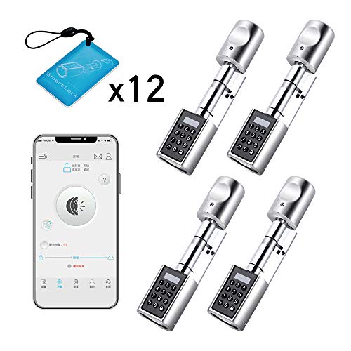 WE.LOCK - Envoltorio de bloqueo electrónico para cuatro contraseñas y tarjeta Bluetooth para desbloquear el cilindro de bloqueo de puerta inteligente con 12 tarjetas RFID, funda a prueba de agua