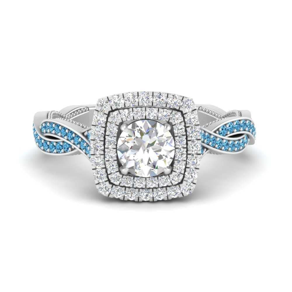 Choose Your Gemstone Double Halo Twisted Shank Engagement Ring 925 Sterling Silver Round Shape Double Halo Engagement Ring Lightweight Office Wear Everyday Gift Jewelry US Size 4 to 12