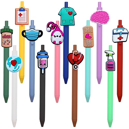12 Pcs Nurse Pens Cute Nursing Student Essentials Pens, Include 10 replacement refills Writing Instruments for Nurses, Medical Assistants, Students, Workers Office Appreciation Gifts