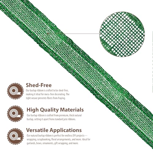 Mandala Crafts 1 1/2 Inch Wide Green Burlap Ribbon for Crafts, 20 Yds by Mandala Crafts - Used condition - Image 3