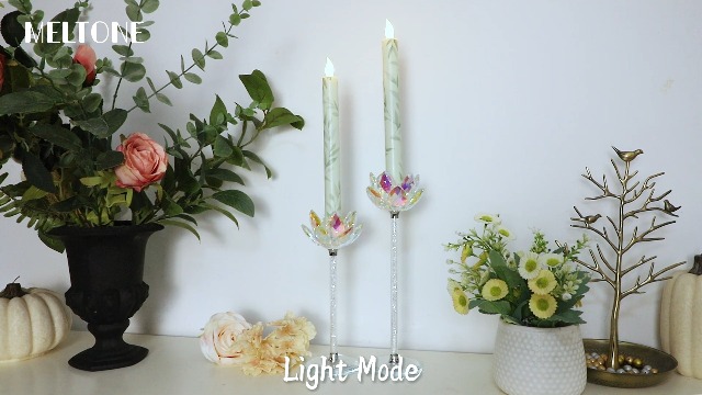 Image of Willow Leaf Flameless Taper Candles with Remote & Timer Real Wax LED Taper Candles Flickering Candlesticks Battery Operated Candle for Home Wedding Party Summer Fall Christmas Decor 2 Pack 9.6 inch