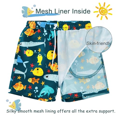 Boys Swim Trunks with UPF 50+ Sun Protection Toddler Swim Shorts Swimwear Quick Dry Kids Bathing Suit with Pocket 4-14 Years3