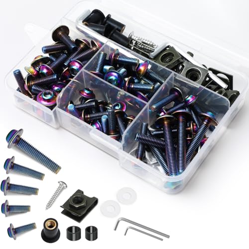Image of M5 M6 Stainless Steel Motorcycle Fairing Bolts, 177Pcs | Windscreen Screws, Fastener Clips, High Strength, Universal Fit for Sportbike Kawasaki Suzuki Honda Yamaha BMW Ducati GSXR