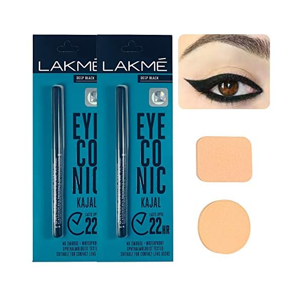 Eyeconic Kajal Twin Pack – 2 PCS Multipurpose Makeup Sponge – Waterproof and Long Lasting Up to 24 Hours Eyeconic Kajal…