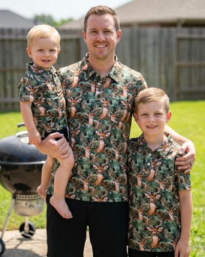 Image of Unique Baby Boys Daddy and Me Matching Fish Pattern Polo Shirt