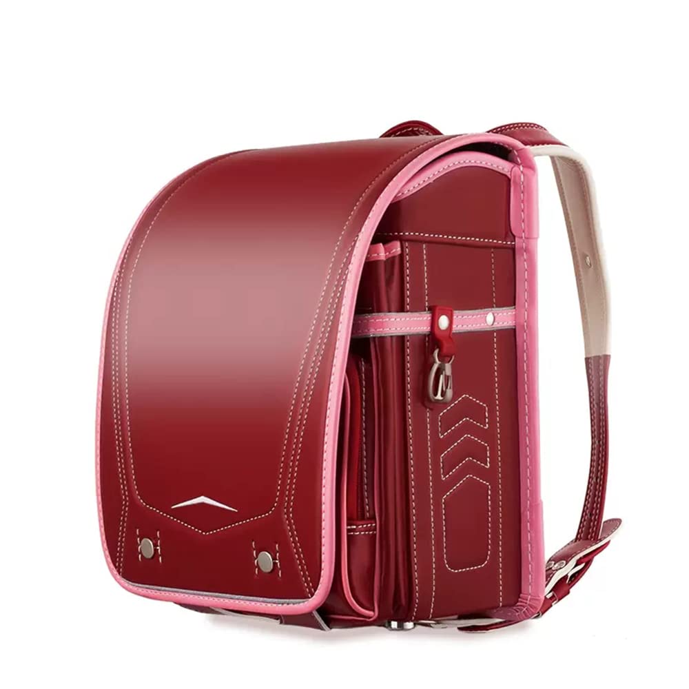 Schulranzen, Schulrucksack, Box-Schulranzen, leichte Rucksäcke, Verstellbarer, gepolsterter Riemen, Büchertaschen für Jungen, Schwarz (Rot)