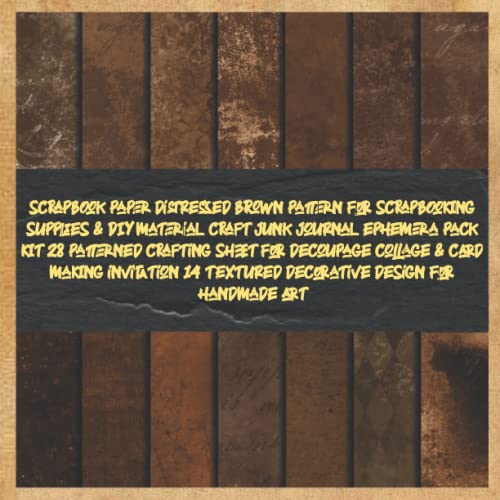 scrapbook paper distressed brown pattern for scrapbooking supplies & DIY material craft junk journal ephemera pack kit 28 patterned crafting sheet for ... textured decorative design for handmade art image 2