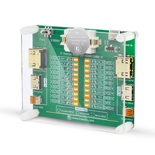 Treedix Carte testeur de câble HDMI avec 20 voyants LED pour détecter les courts-circuits/interruptions/connexion croisée pour HDMI standard Type A, Mini...