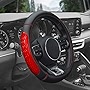 TLH RED Silicone Grip Luxury Faux Leather Steering Wheel Cover, Universal 15 Inch