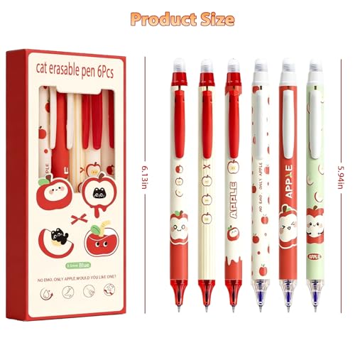 Set de 12 bolígrafos borrables de gel azul con diseño gato miniatura 2