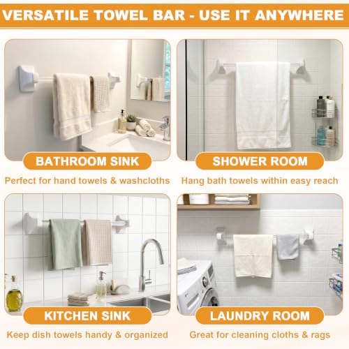 Image of Towel Bar Replacement Rod 24 Inches Bathroom Towel Rack with Adjustable Spring End Wall Mount Replacement Towel Bar for Ceramic Holder Bathroom and Kitchen Towel Rod Storage (Clear Towel Holder)