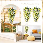 Zeyune 2 Pcs 24 Inches Artificial Lemon Teardrop Wreath Lemon Teardrop Swag Lamb Ears Leaves with Artificial Flower Door Hanging Garland Floral Swag for Front Door Farmhouse Spring Summer Home Decor - Image 5