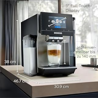 Siemens Kaffeevollautomat EQ700 integral, großes farbiges TFT-Display, 36 Heiß- und Kaltgetränke, Cold Brew, 2-Tassen-Funktion, Steuerung per App, autom. Reinigungssystem, Edelstahl schwarz, TQ717D03