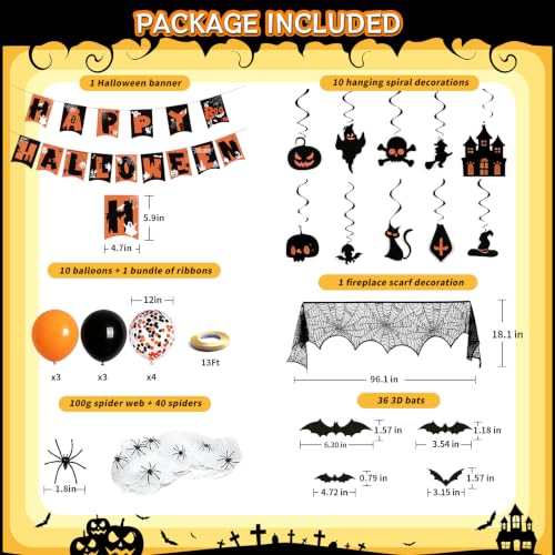 99Pcs Halloween Decorations Indoor Set, Fireplace Scarf for Party Decor - image 3