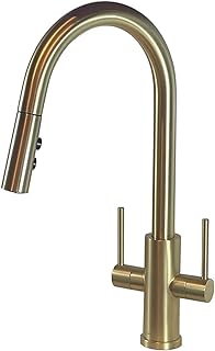Luna&Muni.Kitchen Faucet Satin Gold,Kitchen faucets,Kitchen Faucet with Pull Down Sprayer, Kitchen Sink Faucet with 2 Handles,Kitchen Sink faucets,Kitchen Sink faucets with pullout Sprayer