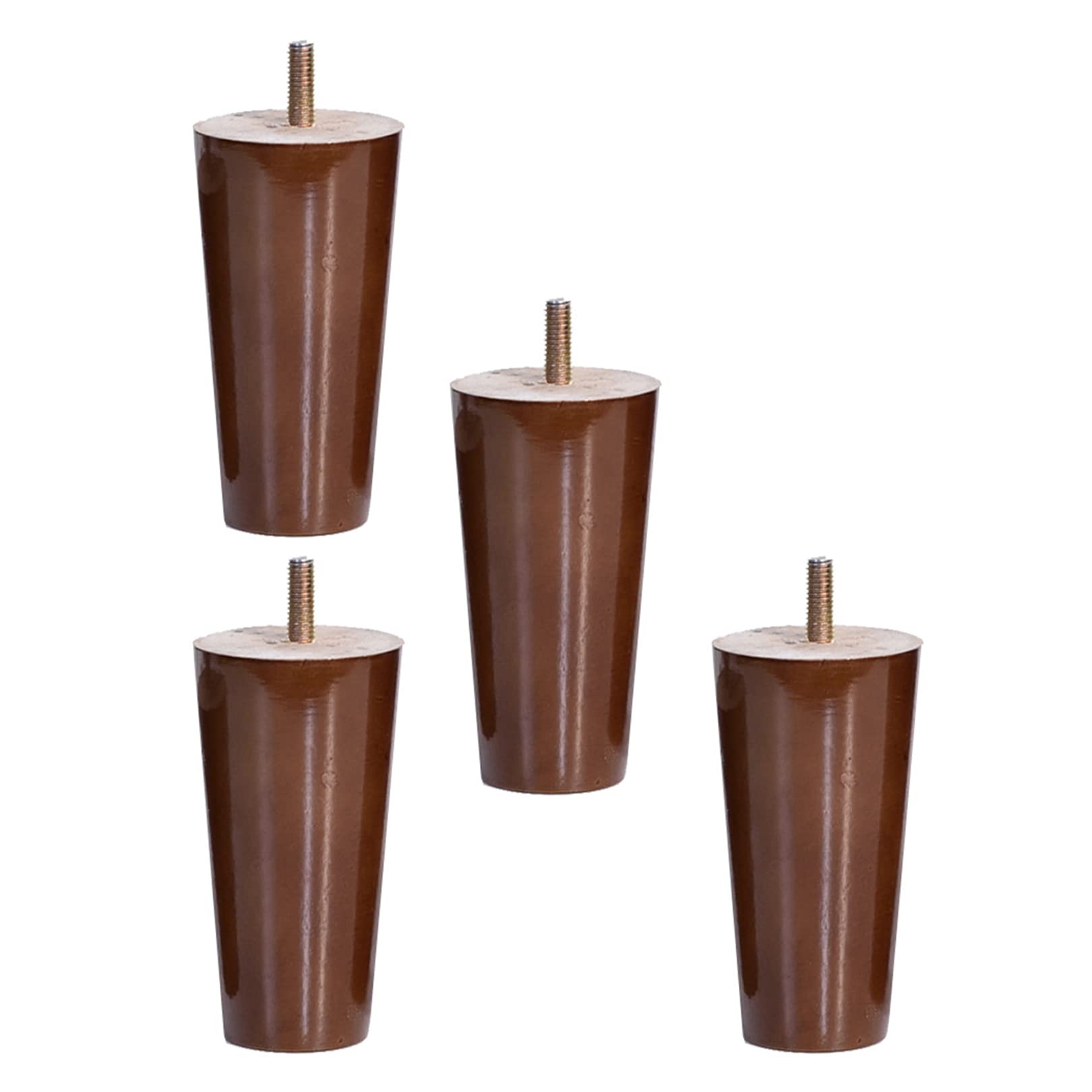 Gambe per mobili in Legno massello ad Angolo retto, coniche, con Attacco M6, di Ricambio per Divano, Poltrona, Mobile TV, Tavolo da Pranzo e Sedia, Colore Noce, 4 Pezzi (15 cm)