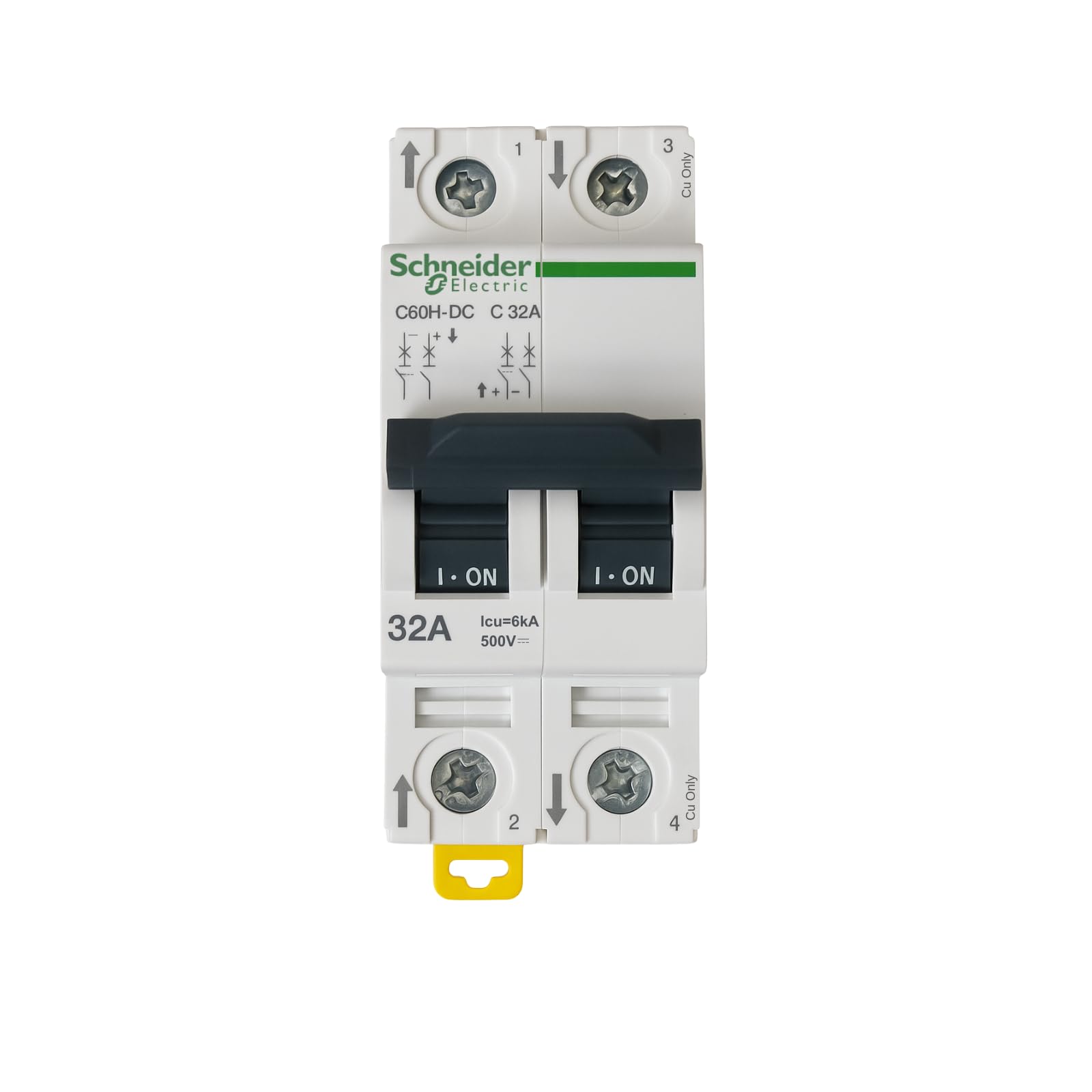Daystar Solar SE 32A 2 Pole DC MCB | 6kA Breaking Capacity | C Curve Miniature Circuit Breaker for Short Circuit & Overload Protection | 500V Rated | DIN Rail Mount