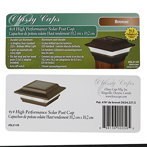 Classy Caps SL211R Aluminum Imperial Solar Post Cap, 4 x 4-Inch, Bronze
