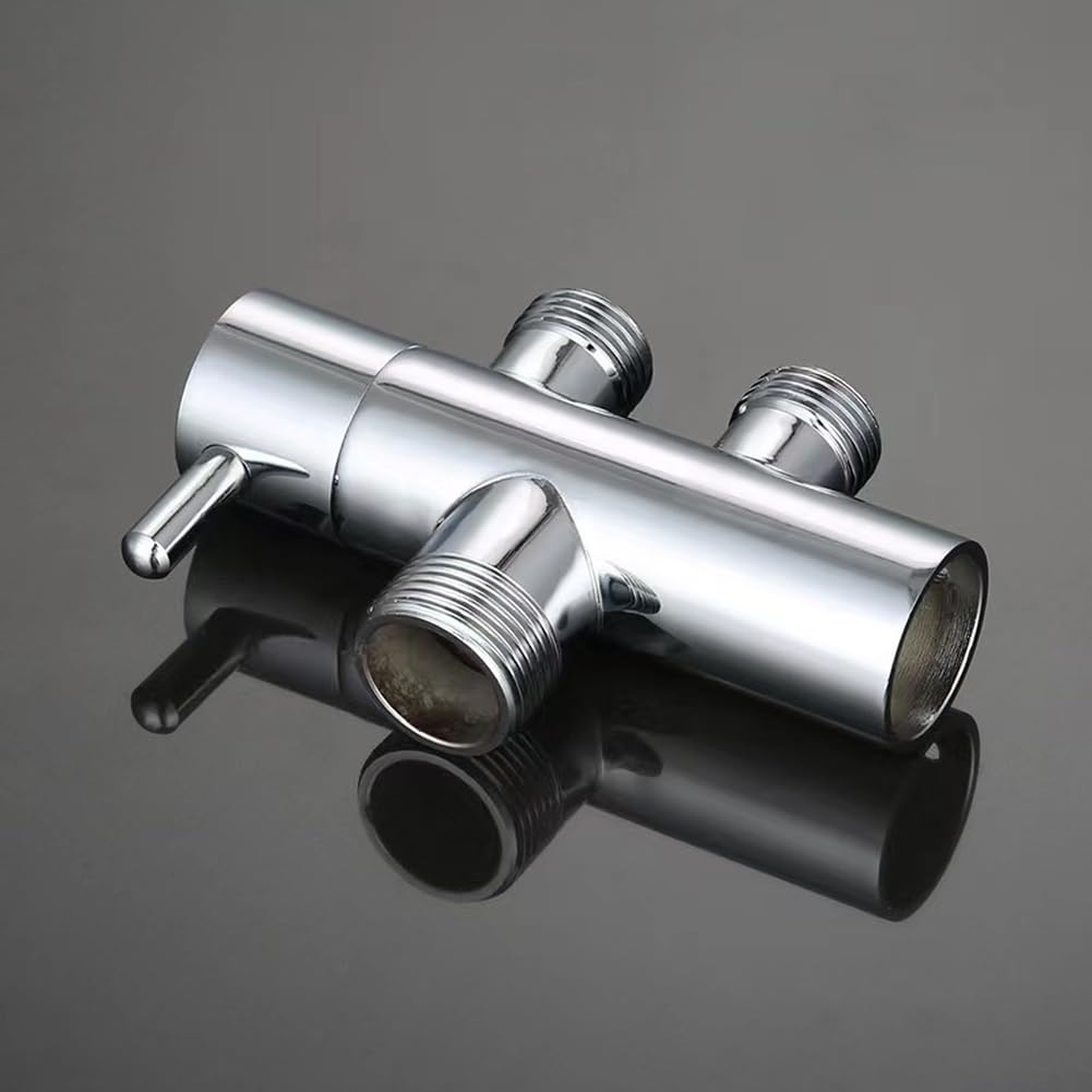 2-Wege-Dusch-Umstellventil, verchromter Badezimmer-Duschkopf-Splitter, Messing, Wandmontage, Ventilumsteller für Zuhause, Badezimmer, Funktioniert mit Standard-Duschsystemen (Chrom)