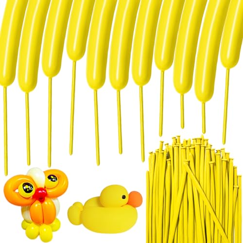 Image of 100Pcs Yellow 260 Balloons, Long Balloon for Tying Balloon Arch, Long Skinny Balloons for Twisting Ballons Animal balloons Birthday Party Wedding Festival Decorations