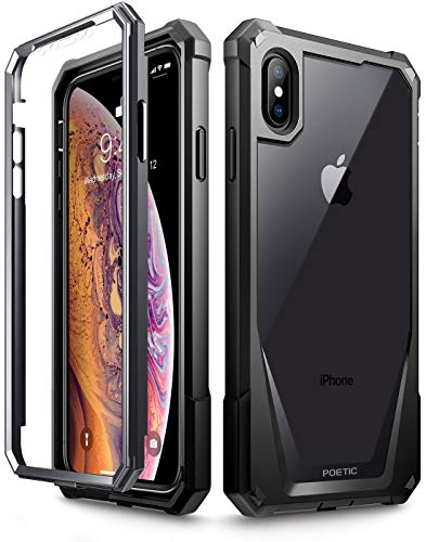 iPhone Xs Max Case, Poetic Guardian [Scratch Resistant Back] Full-Body Rugged Clear Hybrid Bumper Case with Built-in-Screen Protector for Apple iPhone Xs Max 6.5