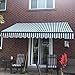 ALEKO Home Patio Awning | Retractable Handle Crank Deck Canopy | UV Protection Sun Shade | Manual Black Frame | Upgraded 2024 | 12x10 | Gray/White