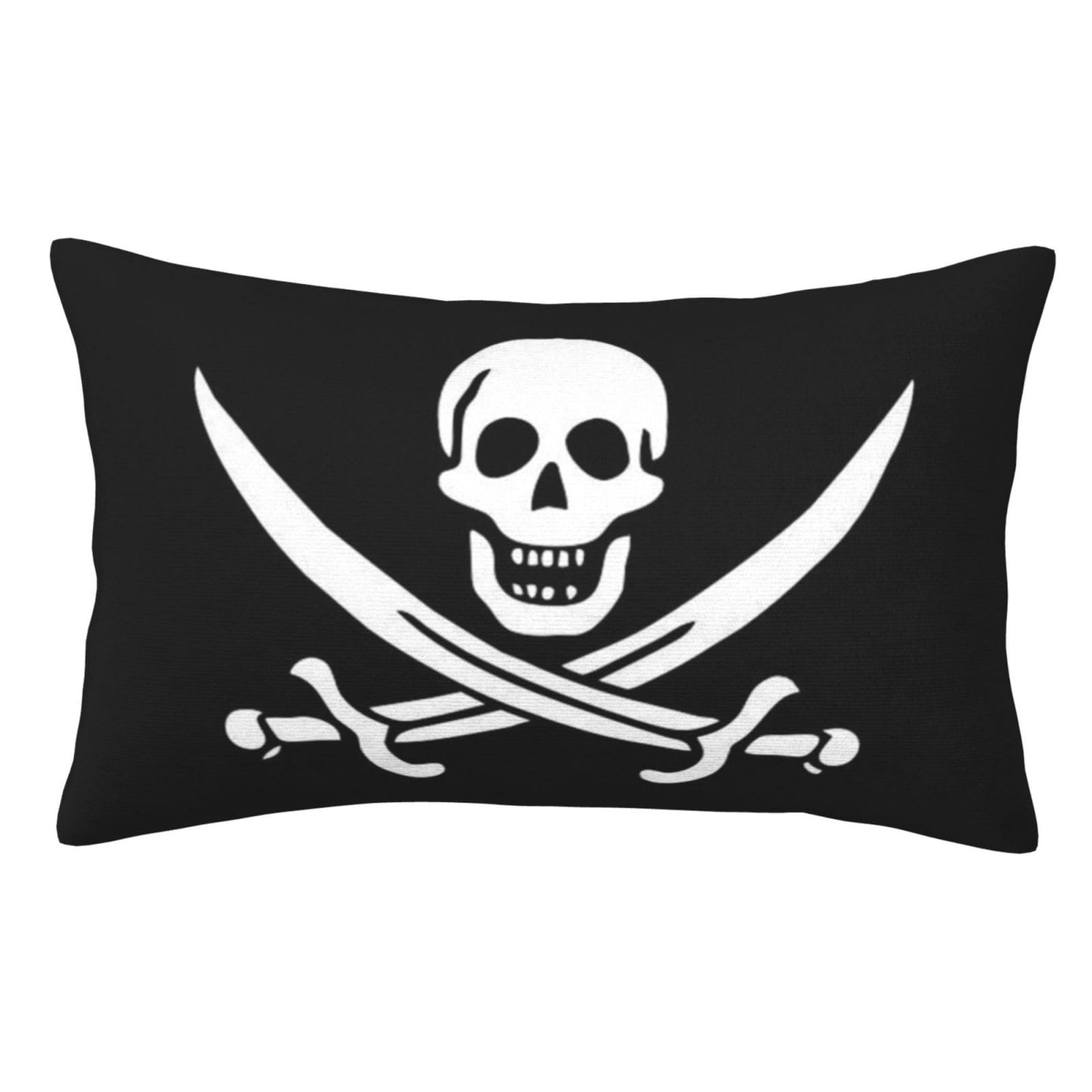 Soft Plush Pillow Cover For Sofa & Bed, Pirate Flag, Standard Furry Throw Pillow Case 50x75 cm, Decorative Cushion Cover For Bedroom Living Room Decor, Hidden Zipper Pillowcases For All Seasons