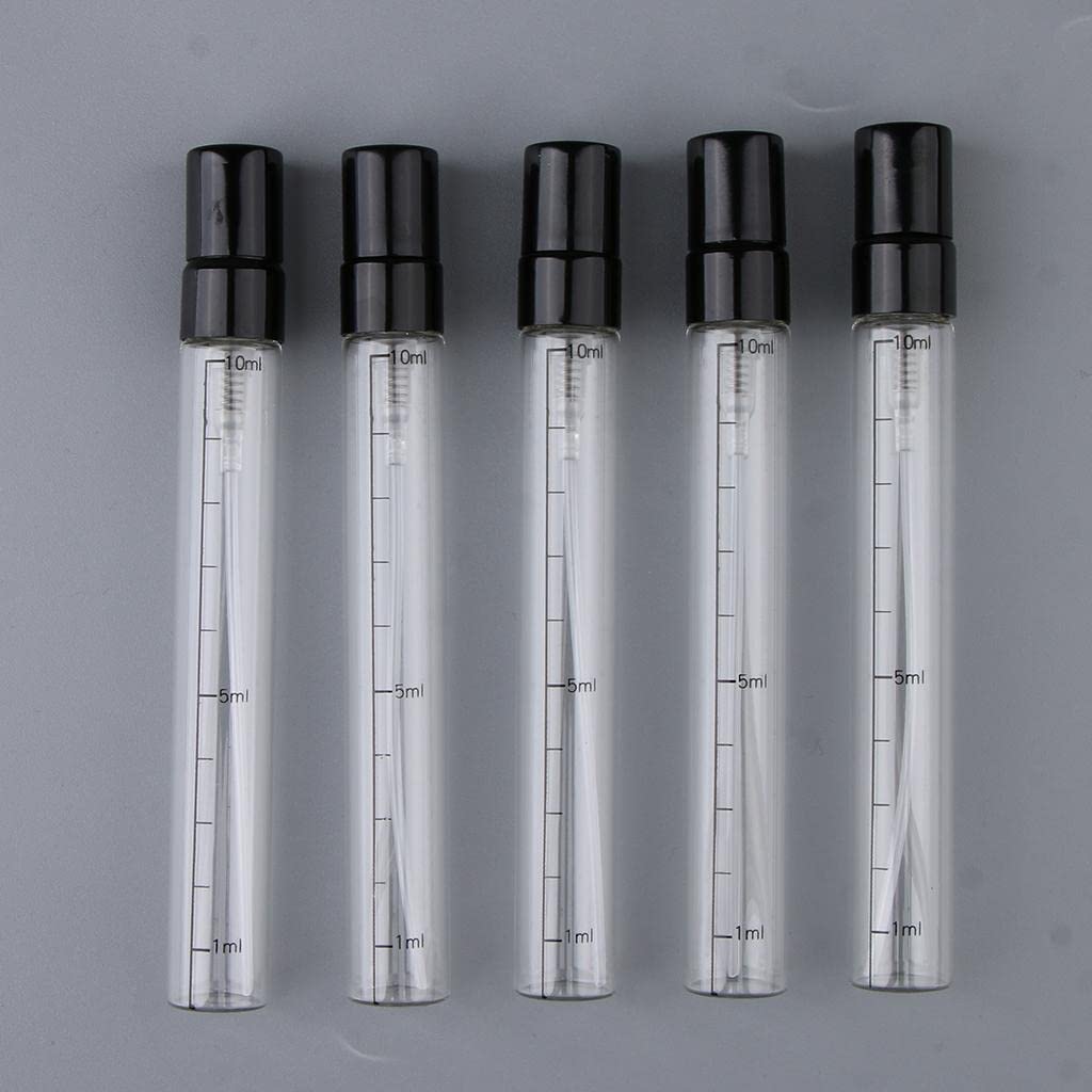 t.o.g. 5x empty perfume aftershave spray bottles refillable fine mist sprayer 10ml black