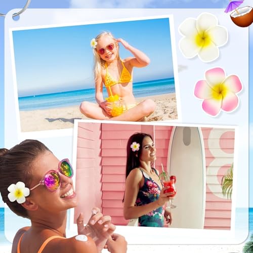 10 pinzas de pelo con flores hawaianas plumeria miniatura 5