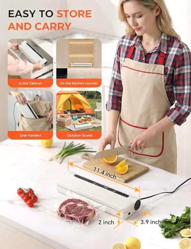 Image of 75KPa Vacuum Sealer for Food,Food Saver Vacuum Sealer Machine,Compact Lightweight,20 Vacuum Seal Bags,Digital Countdown Timer,Meat Food Storage,Home Kitchen Gadgets,Appliances