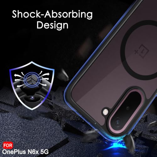 Image of TheGiftKart Hybrid Shockproof Back Cover Case for OnePlus N6X 5G Compatible with MagSafe | Camera Protection Module | Hard Cover for OnePlus N6X (PC & TPU, Translucent Smoke Matte Back, Black Sides)