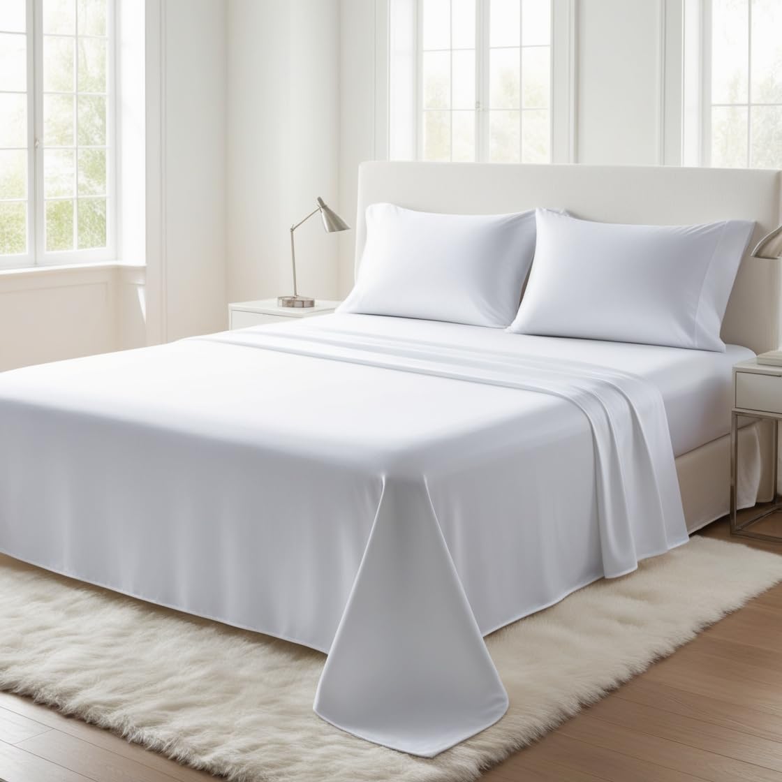 Flat Sheet 100% Egyptian Cotton, 200 Thread Count, Premium Hotel Quality Ultra Soft Beddin...